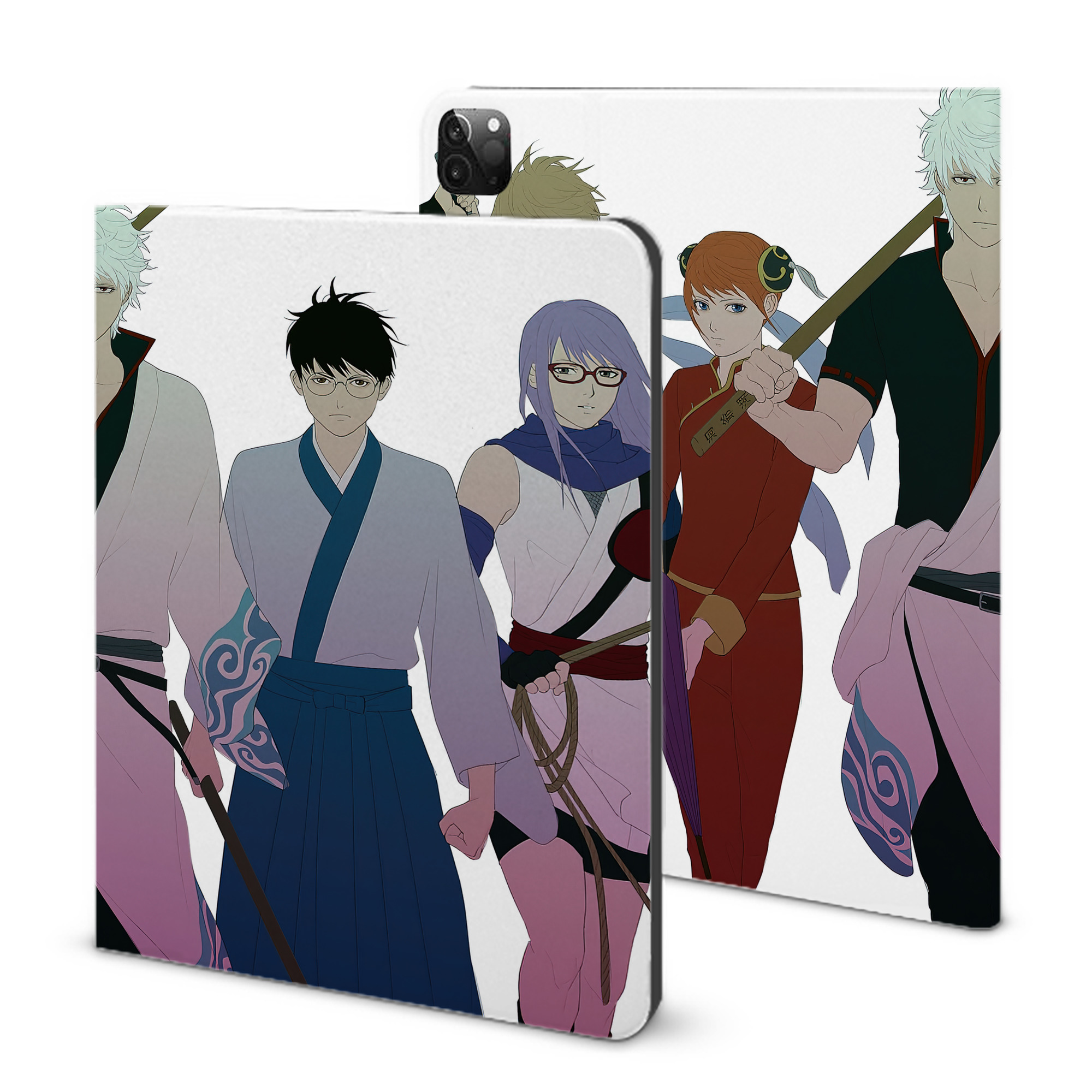 （画像用） ぎんたま 坂田銀時（さかたぎんとき） 神楽 志村新八（しむら しんぱち） GINTAMA Sakata Gintoki Kagura Shimura Shinpachi IPadケース ペンホルダー付き ブックスタイルデザイン